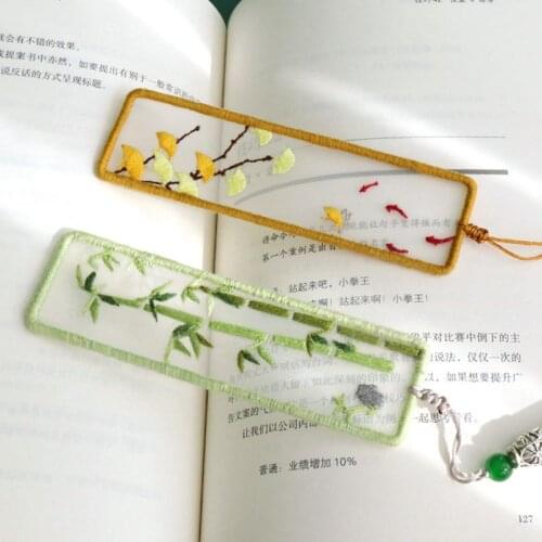 Chinese Classical Self-embroidered Bookmark Package Embroidery Kit Embroidery Handmade DIY Material Package Antique Bookmark