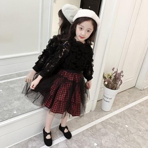 Girls spring clothing set 2018 new fashion girl kids lace shirts skirts 3pcs elegant suits children princess clothes outerwear
