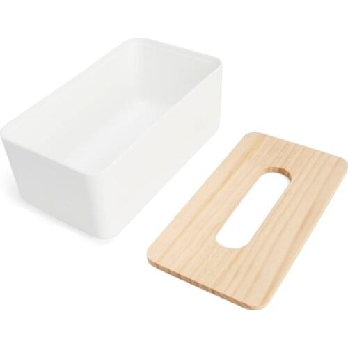 Tissue Box Dispenser Wooden Cover Paper Storage Holder Napkin Case Organizer