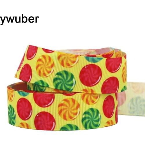 IuBuFiGo 10 yard 7/8"(22mm) Lollipop Printed Grosgrain Ribbon and bow hair Cartoon Ribbons satin DIY handmade Gift packing 1529