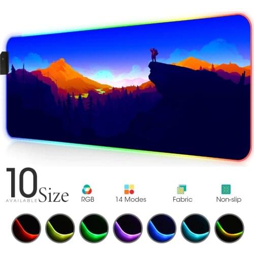 Firewatch RGB Mouse Pad Black landscape Gaming Accessories Large LED MousePad XXL with Backlit padmouse pc gamer completo