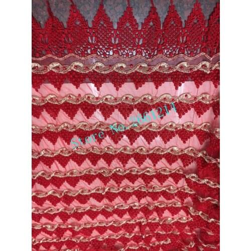 Red color High Quality African Tulle Lace Fabric new design nice flower African French net Lace Fabric BZL-3037 with beads
