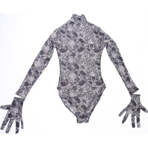 Summer Separate Fingers Long Sleeve Mesh Bodysuit Flower See Through Combinasion Femme Tights Bodystocking Leotard Catsuit Tops