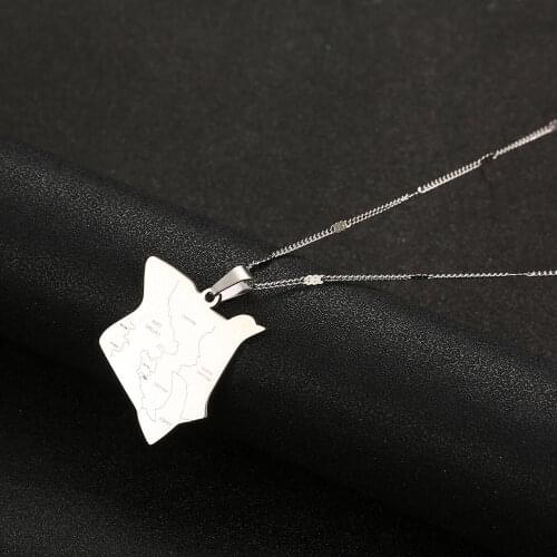 Stainless Steel Trendy Map of Kenya Pendant Necklaces Kenyans Map Chain Jewelry
