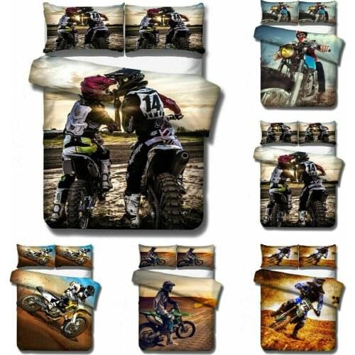 Motorbike Motocross Home Textile Pillow Case 3D Bed Linen Duvet Covers Comforter Bedding Sets Bed Set Home Decor Bedding