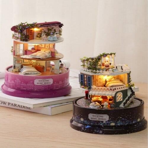 Handmade Music Box Music Box Sky City DIY Handmade House Creative Men Send Girlfriend Girl Holiday Birthday Gift