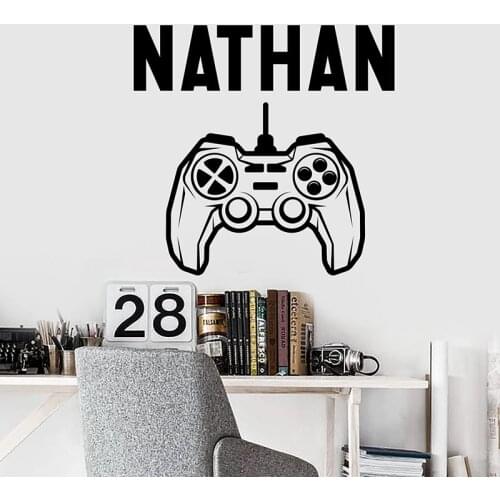 Boy wall decal personalized gamer name decal controller video game decal customized name sticker teen computer games A11-033