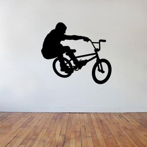 Stunt Bike Wall Decal GYM Sport Bicycle Wall Sticker Removable Vinyl Home Decals Baby Boys Bedroom Wall Art Vinilos Paredes A479