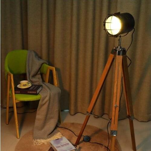 Tripod Floor Lamp Standing Lights Living room Decor Reading Lighting Wooden Triangle Modern Minimalist Industrial Luminaire