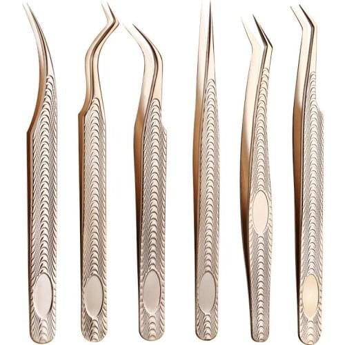 Wholesale 40 Pcs 8 kinds Eyelash Extension Tweezers for Classic Lashes Easy fan eyelash Russian Volume eyelashes