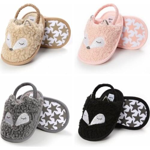Cartoon Baby Indoor Slippers Girl Shoes Baby Shoes Winter Toddler First Walkers Plus Velvet Prewalker