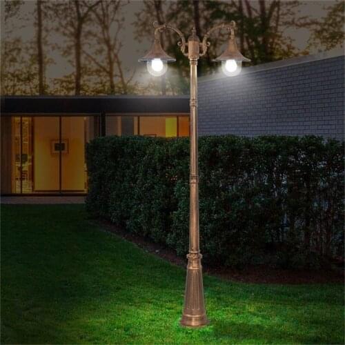 OULALA Landscape Lighting Outdoor LED Pillar Double Head Waterproof Modern Patio Garden Street Lights For Porch Garden Villa