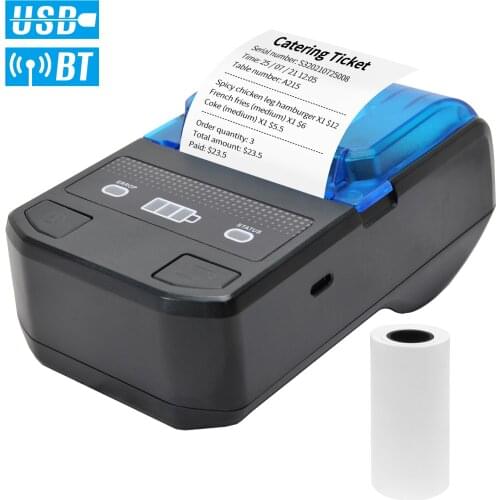 Portable 58mm Thermal Receipt Printer Wireless BT Mini Bill Ticket POS Mobile Printer with Rechargeable Battery Support ESC/POS
