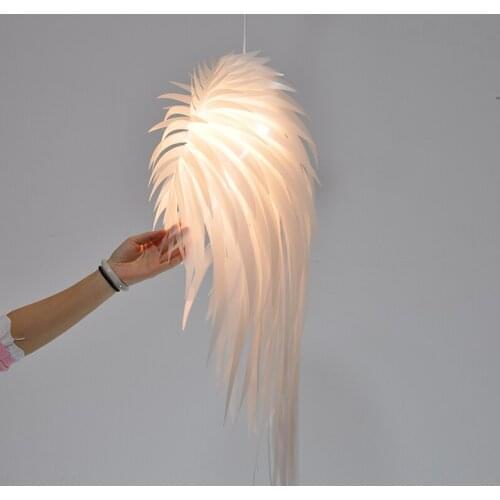Simple white feather shade creative personality living room dining room bedroom bedside angel Pendant Lights WF5161445
