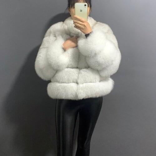 Rf20141 2020 Winter New Arrival Womens Real Fox Fur Coat Fluffy Striped Natural Fur Jacket