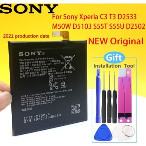 Sony Xperia C3 T3 D2533 M50W D5103 S55T S55U D2502 Phone High Quality 100% Original LIS1546ERPC 2500mAh Battery