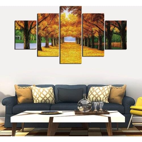 Modern Canvas Painting 5 Pieces Tree Lake Nature Landscape Posters Wall Art Pictures For Living Room Home Decor