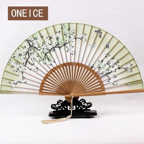 Antiquity Folding Chinese style Ms fold fan Japan Japanese-style Cherry blossoms Silk Crafts small gift