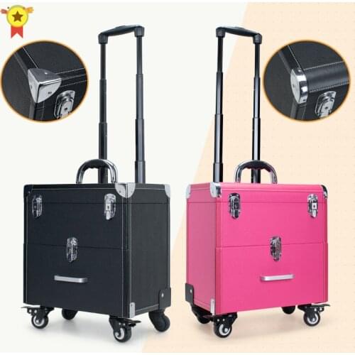 NEW Trolley luggage large Multi-layer Beauty make up bag box Suitcase capacity manicure Cosmetic case multifunct Rolling Luggage