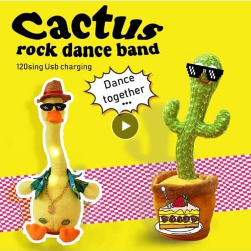 Dancing Cactus Electric Plush Toy Singing 120 Songs Dancing And Twisting Duck Luminous Voice interaction Plush Toys For Kid Gift