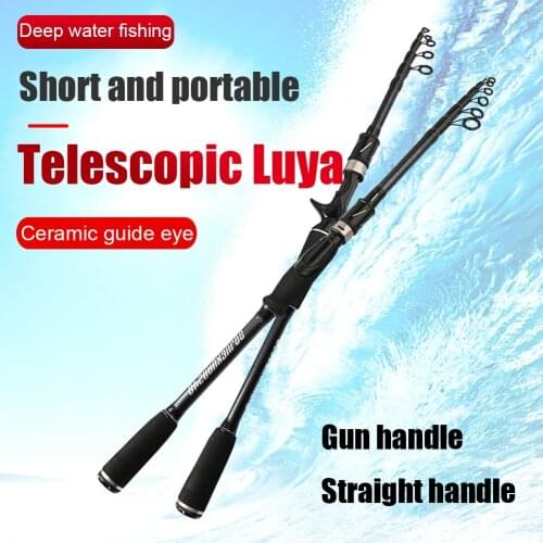 1.8m 2.1m 2.4m Spinning Baitcasting Distance Throwing Fishing Rod Carbon Fiber Telescopic Casting Black Fishing Pole