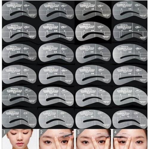 24pcs/lot Eyebrow Stencils 24 Styles Reusable Eyebrow Drawing Guide Card Brow Template DIY Make Up Tools Wholesales Beauty