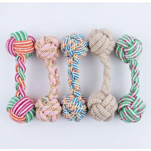 Dumbbell cotton rope Rope Dog toys Random colors For Dog Durable Braided Bone Rope Tug Dog Chewing Toy
