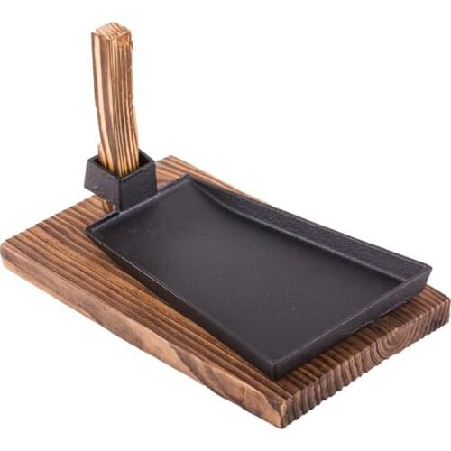 Japanese teppanyaki hoe creative cutlery iron ladle shovel special farm vegetable steak plate Chinese dry barbecue pot wood tray