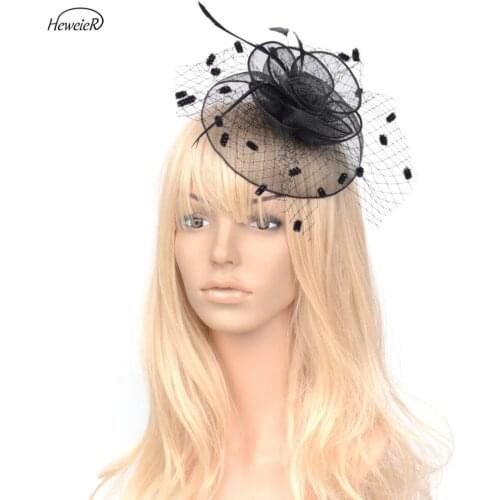 Lady Women Handmade Net Mesh Dot Fascinators Races Cocktail Party Hair Clip Headdress Hairpiece Hairwear Accessories Black