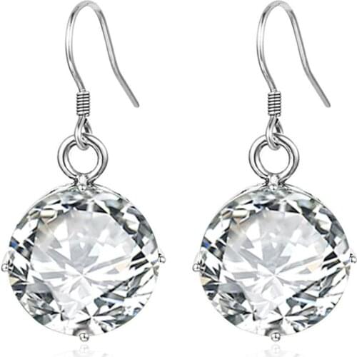 Szjinao Real 925 Sterling Silver Neo-Gothic Handmade Engrave Fine Jewelry Round Big Diamond Drop Earrings For Women Bijoux New