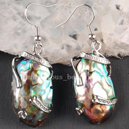 Free Shipping Beautiful jewelry Natural New Zealand Abalone Shell Art Women Dangle Earring MC3652