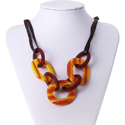 Ziris New Fashion Acetate Acrylic Jewelry Women Retro Necklace Big Acrylic Geometric Ornaments Necklace For Femme Handmade Gift