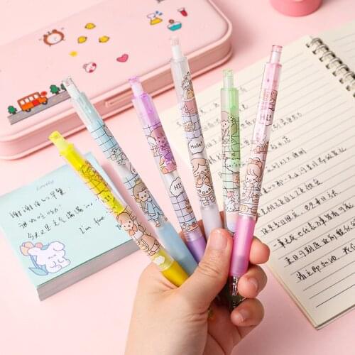 1pcs Cartoons Girl Press Gel Pen Cute Soft Ins Black Ink Pen Student Write Office Signing Pen 0.5 Mm Office Accessories