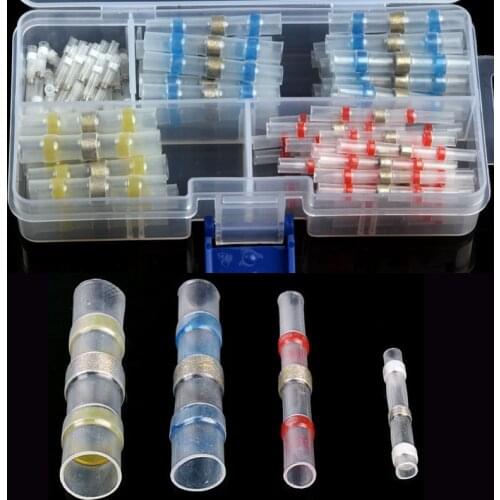 100pcs Waterproof Solder Heat Shrink Butt Connectors 4 Sizes Mixed Sleeve Tube Electrical Insulated Terminals