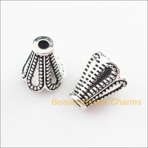 20 New Connectors Cone Flower Tibetan Silver Color End Bead Caps 11x12mm