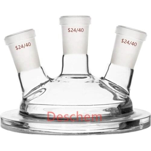 24/40 150mm 3-Neck Glass Reactor Lid Three Necks Use for Reaction Vessel Laboratory Glassware