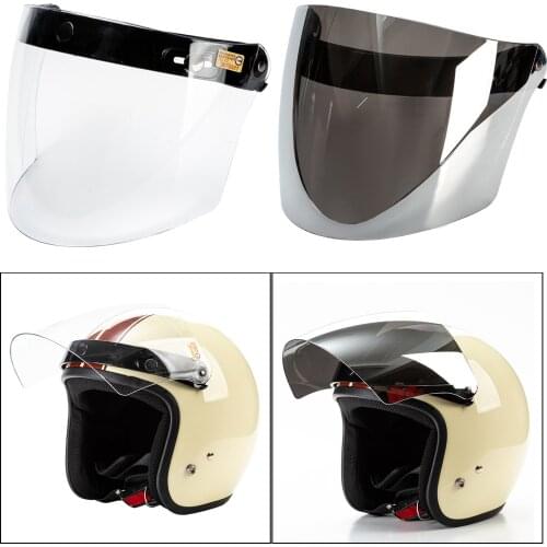 3-Snap Flip Up Motorcycle Visor Shield Lens for Open Face Adjustable