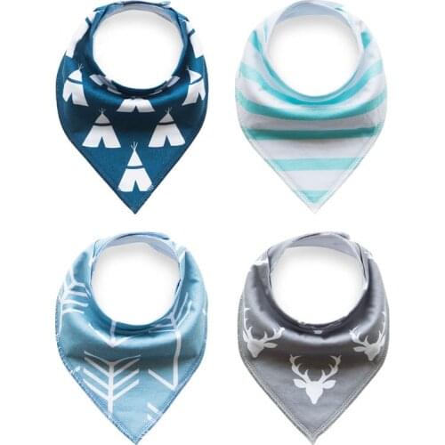 4Pcs Baby Bibs Soft Cotton Toddler Newborn Kids Triangle Scarf Colorful Printing Baby Bandana Baby Towel Infant Bibs Burp B0632