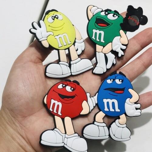 4PCS PVC Colorful Cute Chocolate Beans Cartoon Fridge Magnets M Refrigerator Magnetic Sticker Boys Girls Gifts Stationery Toy