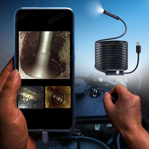 5.5/7mm Car Endoscope Video USB Endoscopic 480P Sewer Pipe Borescope Type c Inspection Flexible Camera for Android Smartphone PC