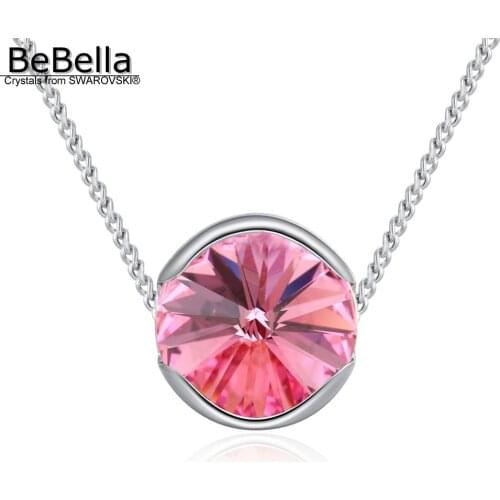 BeBella round crystals drop pendant necklace with Crystals from Swarovski for fashion woman girls Christmas party gift
