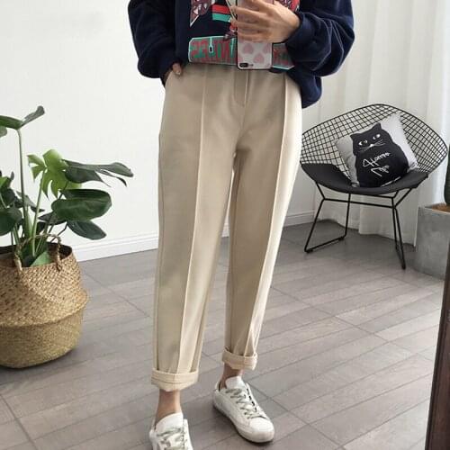 Winter Thick Womens Harem Pants Plus Size Wool Pants Ladies Spring High Waist Loose Trousers Capris High Quality Fabric Pants