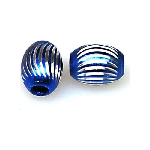 Beads,Loose beads,12*15mm Oval Aluminium Beads,Blue beads with carving, sold of 200pcs