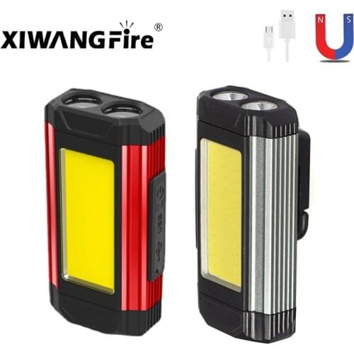 COB Work Light Super Bright Portable Magnetic USB Rechargeable LED Flashlight Camping Light Waterproof Adjustable Light