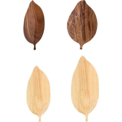 Wooden Leaf Tray Fruit Dessert Serving Tray Platter Coffee Table Tea Cup Snack Candy Cake Plate Home Decoration Oak Walnut 449E