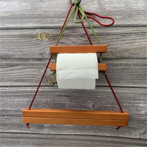 Toilet Paper Holder Hanging Towel Roll Rack Organizer Bathroom Roll Paper Rack Storage Shelf Outdoor Wood Toilet Paper Stand