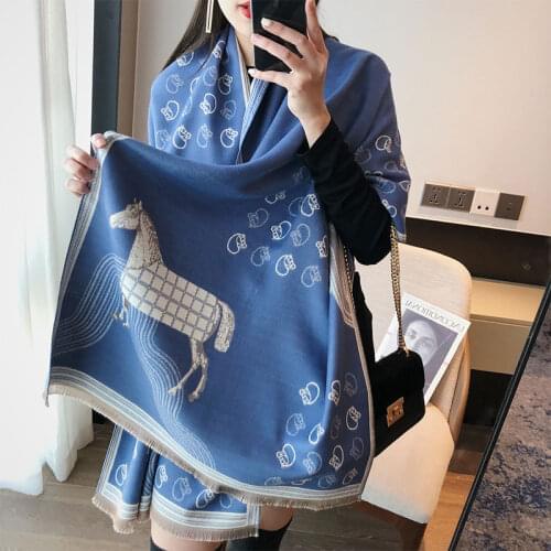 Design Print Winter Scarf for Lady Large Size Pashmina Cashmere Warm Scarves Women Shawls and Wraps 2021 New