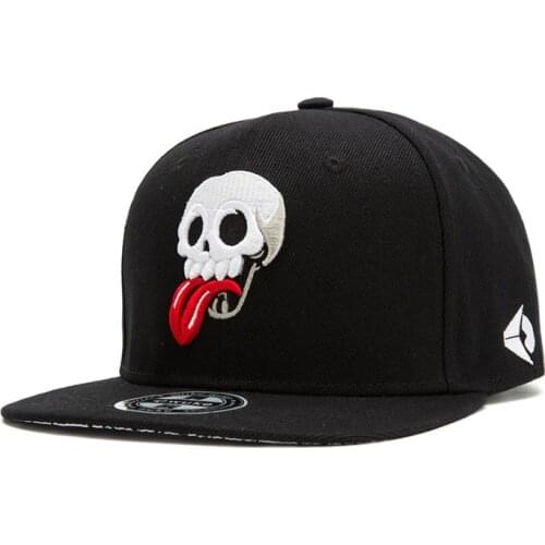 Blow Cool Breeze Inferno Hell Street Cotton Funny Skull Human Tongue Grimace Skeleton Cap Fashion Black Snapback Baseball Hat