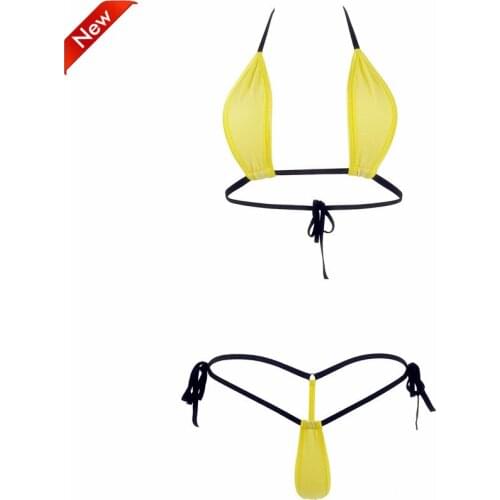 Extreme Hot Mini Micro Bikini Set Womens Sexy Bandage Teardrop Bathingsuit Beachwear Cotton Exotic Lingerie Underwear Sunbath