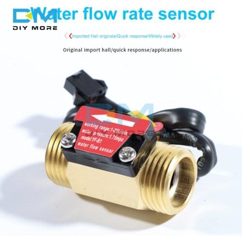 G1/2 Water Flow Sensor Hall Sensor Switch Flow Meter DC 5-15V Brass Water Flow Sensor for Industrial Control